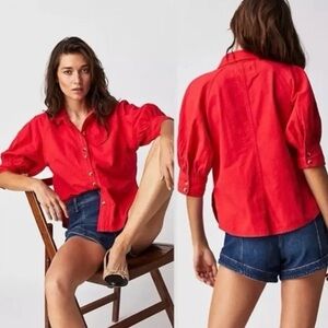 We The Free Rose Button-Up Blouse